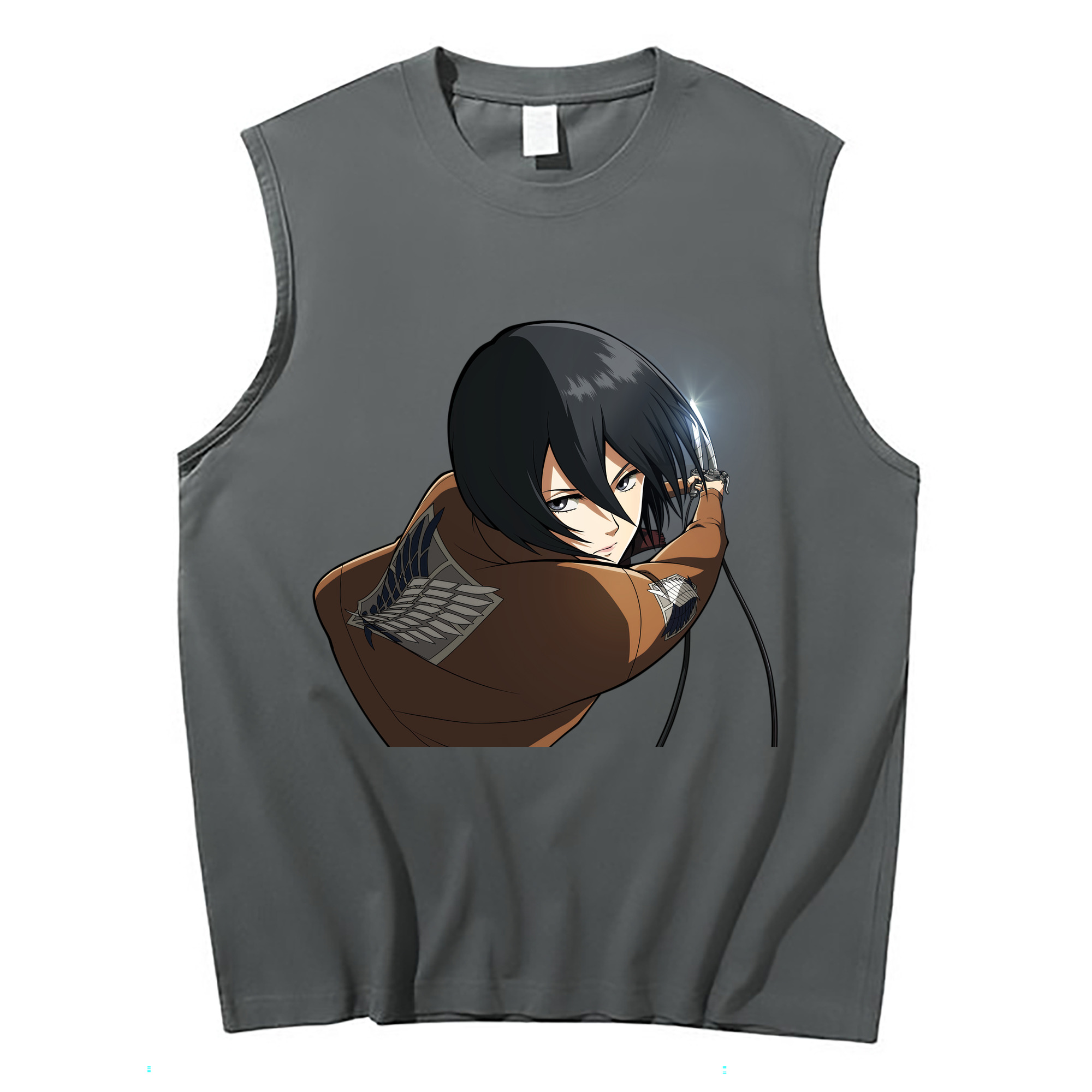 （画像用） 進撃の巨人 ミカサ·アッカーマン Attack on Titan Mikasa Ackerman コットン100％タンクトップ（フロントプリント）